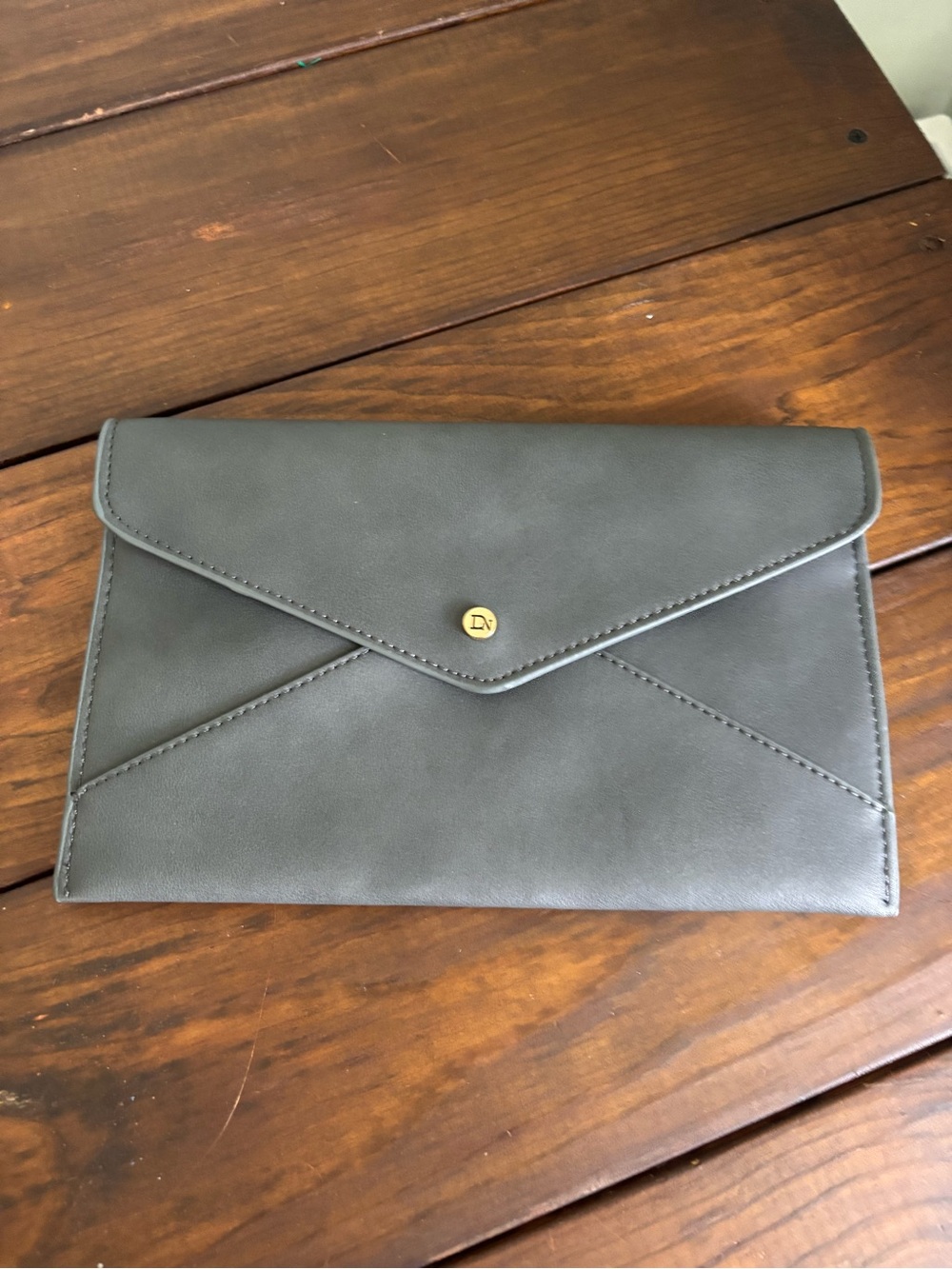 Danielle Nicole Envelope Clutch Purse Dark Gray Gold Logo - Picture 2 of 7